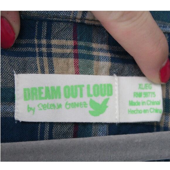 Dream out Loud by Selena Gomez Y2K Plaid Peasant Top - Picture 2 of 8